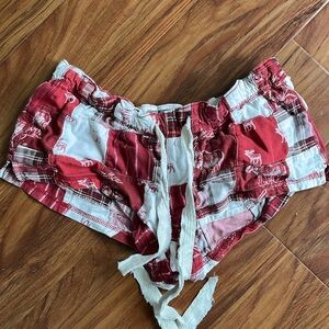 Abercrombie & Fitch Sleep Short Red Cream Plaid M